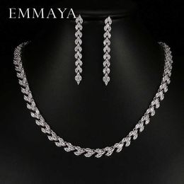 Emmaya Elegant Brand Silver Color Rhinestone Zircon Earrings & Necklaces for Women Bridesmaids Wedding Cross Jewelry Set H1022