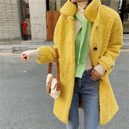 Women's Fur & Faux Women Coat 2021 Winter Warm Teddy Fashion Long Parka Lamb Jacket Ladies Outwear