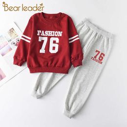 Bear Leader Girls Boys Casual Clothing Sets Autumn Kids Letter Print Top and Pant Outfit 2PCS Fashion Costume 2-5 Years 210708