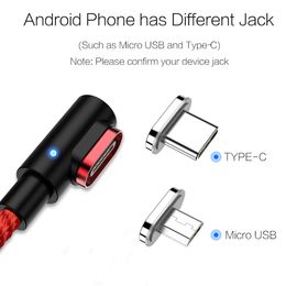 90 Degree Magnetic Cable usb c Micro usb Type C Fast Charging Cable L-Line Micro usb Type-C Magnet Charger Right angle