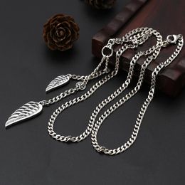 Chains S925 Sterling Silver Wing Necklace Personalised Fashion Jewellery Trendy People All-match Men And Women 3.5mm Thin Chain