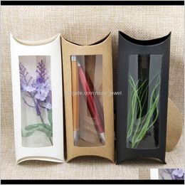 Gift Wrap Event Festive Party Supplies Home & Garden Drop Delivery 2021 16x7x2.4Cm Brown White Black Cardboard Pillow Window Box With Clear