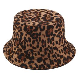 Wide Brim Hats 2021 Leopard Print Bucket Hat Fisherman Outdoor Travel Sun Cap For Women In Autumn Winter Girls'Gifts