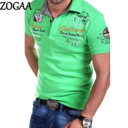 ZOGAA Men Polo Shirt Letter Printed Polo Men Short-sleeved Polo Shirts Fashion Casual Top Men Clothes 5 Colours Plus Size S-3XL 210707