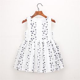 Summer Girls' Dress Cute Cotton Embroidery Sleeveless Party Princess Vest Children's Baby Kids Girls Clothing 210625