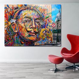 Salvador Dali Colorful Portrait Oil Painting Wall Art Canvas Posters Print For Living Room Home decoration