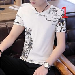 Summer men's ice silk short-sleeved T-shirt tide brand half-sleeved trend Slim 210420