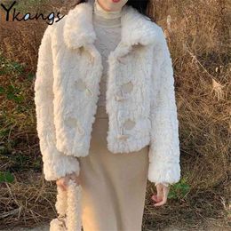 Faux Furs Fashion Loose Teddy Winter Warm Coat For Female Parka Women Short Thicken Elegant Overcoat Korean Style Rabbit Furry 210421