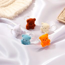 LATS Cute Plush Bear Ring Pet Animal Opening Adjustable Rings for Women Cool Flocking Ring Fashion Finger Accessories Jewelry