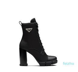 Novo designer de couro e botas de tecido de nylon mulheres botas tornozelo Botas de bicicleta de couro botas Austrália botas de inverno tamanho US 4-10