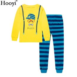 Baby Pyjamas Suits Children Sleep Clothing Sets Little Gentleman Belt Boys Sleepwear Cotton T-Shirts Pants Clothes 90-130 210413