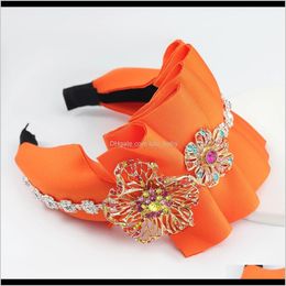Fashion Trend Sponge Fabric Rhinestone Diamond Flower Band Fairy Broadbound Headband Party Accessories Igrhh Headbands Wytne