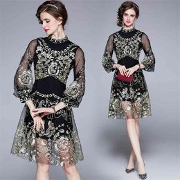 French short gauze skirt fashion western embroidered dress summer high-quality women's clothing 210520