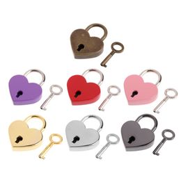 Heart Shape Vintage Old Antique Style Mini Archaize Padlocks Key Lock With key for Travel Wedding Jewellery Box Diary Book Suitcas