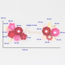 -Dekorative Blumen Kränze Cardstock Mix Fleur DIY Papier Rose Name Zeichen Kit für Kindergarten Wand Deco Babyparty Girls Zimmer Geburtstag Hintergrund