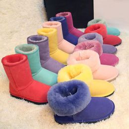 Boots 2021 Style 100% Real Sheepskin All-in-one Snow Women's Mid-tube Winter Non-slip Leather Wool Thickened Plus Velvet To