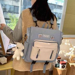 Fashionable girl multi-function Backpack Korean Bump color Campus style Students Schoolbag Japanese Casual Travel bag 210922