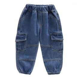 Jeans Baby Boy Clothes Casual Solid Colour Children Denim Pants Vintage Elastic Waist Pocket Toddler Boys Calça D30