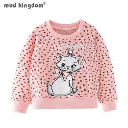 Mudkingdom Girl Pullover Sweatshirts Cartoon Unicorn Cat Long Sleeve Loose O-neck Tops for Toddler Casual Clothing Spring Autumn 211029
