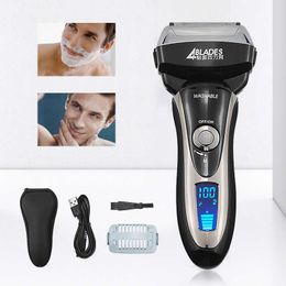 Electric Face Shaver LCD Display IPX 6 WaterproofRazor for Men 3D Floating Blade Washable USB Rechargeable Shaving Beard Machine P0817