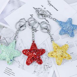 Fashion Sequin Keychain Key Ring Colorful star shape for bag Pendant Gift accessory