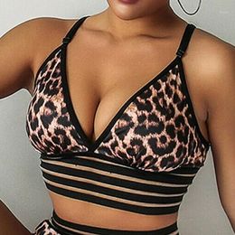 Sexy Women's Leopard Print Yoga Bra Fitness Top Sport Gym Shockproof Sports Bras Shorts Running Workout Training Wear Outfit