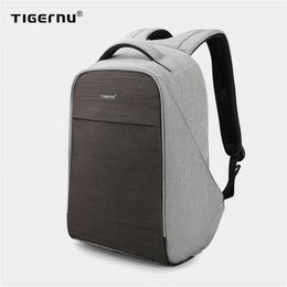 Tigernu Fashion 15.6" Laptop Anti theft Design Men Backpack USB Charging High Quality Waterproof Casual School Backpack Male 210929