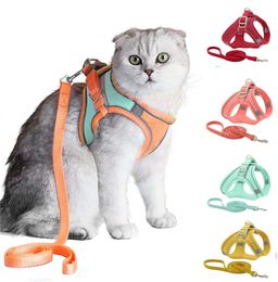 Cat Harness Leashes And Vest Traction Rope Set Walking Easy Control Night Safe Pet Harnesses With Reflective Strap Small Large Kitten Puppy Rabbit HH21-334