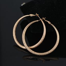 5cm Large Circle Hoop Earrings Women 18k Yellow Gold Filled Vintage Female Huggie Gift