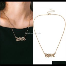 Necklaces & Pendants Drop Delivery 2021 Arrival Love Letter Pendant Necklace For Girls Simple Design Trendy Jewellery Lover Choker L4Ay6