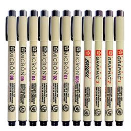 8/9/12Pcs Micron Art Markers Pens for Drawing Waterproof Needle Hook Line Sketch Brush Pen Stationery Supplies 211104