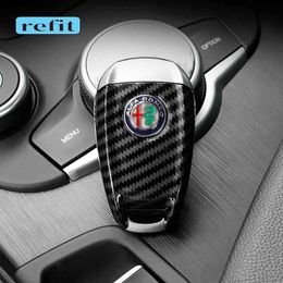 Carbon fiber shell 3D keychain For Giulia Stelvio Car Key protector Cover