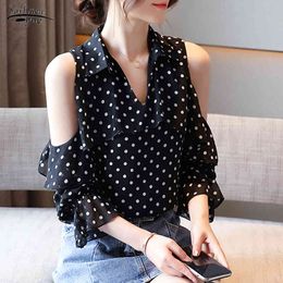 Korean Style Polka Women Blouses Summer Plus Size Women's Shirt Tops Casual Off Shoulder Loose Chiffon Blouse Blusas Femme 13344 210521