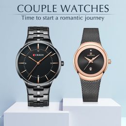 Luxury Brand CURREN Couple Watch Fashion Ladies Waterproof Quartz Watch Casual Lover's Wristwatch Relogio Masculino Set for sale 210517