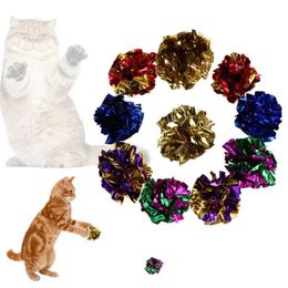 Cat Toys 12Pcs Multicolor Mylar Crinkle Ball Ring Paper Sound Toy For Kitten Playing Interactive Pet Products Supplies