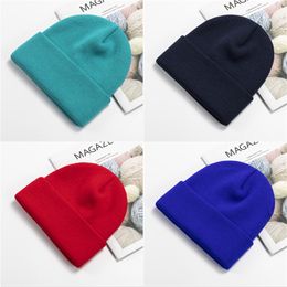 Fashion fall and winter knit hat Warm solid color ear-protection wool hats