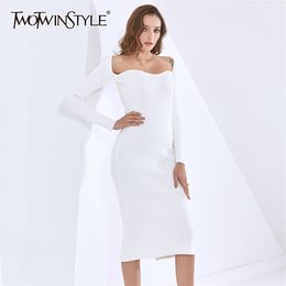 Sexy Slim Dress For Women Square Collar Long Sleeve High Waist Back Split Knitted Dresses Female Autumn Fashion 210520