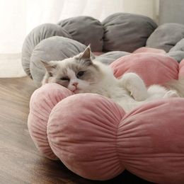 Cat Beds & Furniture Soft Flower Bed House Cute Cosy Dog Mat Warm Durable Portable Pet Basket Kennel Cushion Supplies Multicolor