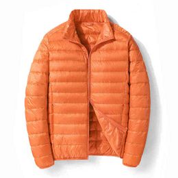 Winter Classic Lightweight Portable Down Jacket Men Casual Orange Gray Blue Thick Warm Parka Coat Brand Clothing Plus Size M-5xl G1108