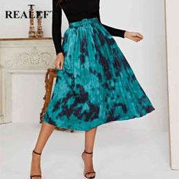 Spring Vintage Ink Painting Skirts with Belt High Waist Women's Pleated Long Printed Tulle Female 210428