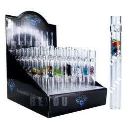 2021 Smoking Pipes 1 box of 48 Glass pipe Colour drill through the Philtre core glas Philtres cigarette holder