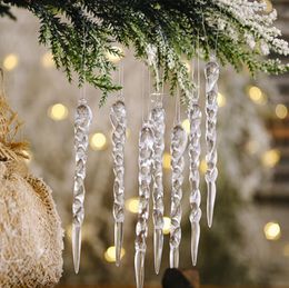 2021 Christmas Decorations for Home Simulation Ice Xmas Tree Hanging Ornament Fake Icicle Props New Year 2021 Decoration Supplies