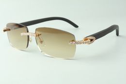 Direct sales endless diamond sunglasses 3524026 with black wooden temples designer glasses, size: 18-135 mm