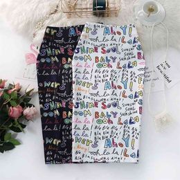 Women's Pencil Skirts letters Printed Graphic Summer Autumn High Waist Slit Tube faldas Woman Stretch Skirt Female GD503 210730