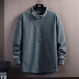 Stand Collar Sweatshirts Hoodies Men Tops Spring Autumn Mens Embroidery Hip Hop Sweatshirt Loose Hoodie Men Casual Pullovers 211217