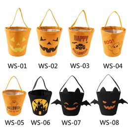 Halloween Candy Bag Festival Party Supplies Canvas Bags Candies Pack with Handle Black Devil Orange Packs Home Festivals Decoration A02
