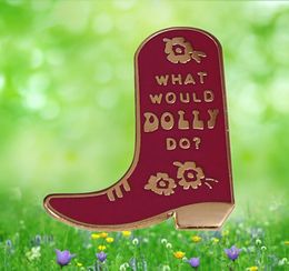 Pins, Brooches Parton Cowboy Boot Enamel Pin I Will Always Love You Jolene Coat Of Many Colours Western Cowgirl Country Music Brooch