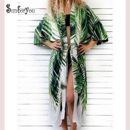 Cotton Beach Cover up Print Bathing suit cover Swimwear Women Summer Dress Kaftan Robe de Plage Saida Praia Tunics Pareo 210714