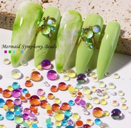 10 Colours Nail Art Decorations 300pcs Flatback Beads Aurora Rhinestone For Nails Mix Size Mermaid Symphony Iridescent Gems Pearl Stones