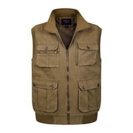 Men Large Size XL-4XL Fit Vest Male High Quality Sleeveless Comfortable Jacket Homme Classic 100% Cotton Tactical Waistcoat 210925